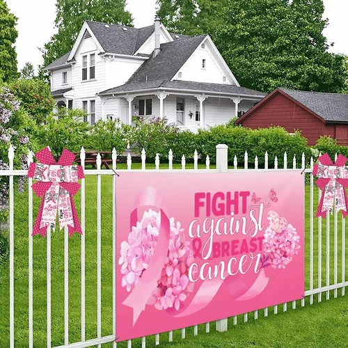 Miniatura 4 de 2 lazos de arpillera para concientización sobre el cáncer de mama, para combatir el cáncer, palabras de animación, lazos de arpillera para corona, 2