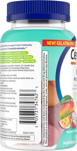 Miniatura 11 de Centrum Gomitas multivitamínicas para hombre, sabores de frutas tropicales hechas de sabores naturales, 100 unidades, suministro para 50 días