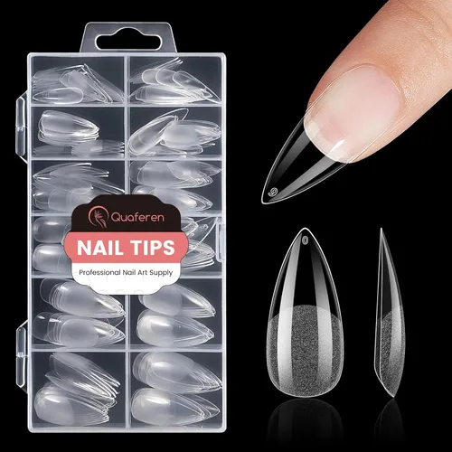 Miniatura 8 de Quaferen Puntas de Uñas de Almendra Medianas: 240pcs Puntas de Uñas Postizas Acrílicas Preformadas Forma de Almendra - 12 Tamaños Gel Suave