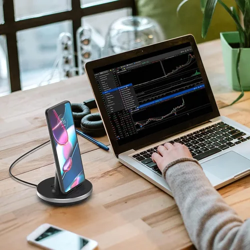 Miniatura 3 de Encased Soporte de carga de escritorio para teléfono y tabletas USB-C, cargador de estación de acoplamiento ajustable compatible con fundas