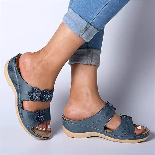 Miniatura 61 de Ladmiple Sandalias ortopédicas florales de moda 2023 con soporte de arco, zapatillas romanas casuales con puntera abierta