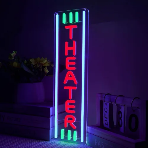 Miniatura 2 de Letrero de neón de teatro, luz LED regulable para decoración de pared, accesorios de cine en casa, luz de neón para sala de cine, decoración de bar
