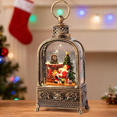 Miniatura 7 de Globo de nieve de Papá Noel de Navidad, linterna de globo de nieve musical con luces y temporizador de 6H, alimentado por batería y USB, globos