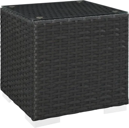 Miniatura 4 de Modway Sojourn - Mesa auxiliar de mimbre para patio al aire libre, color chocolate