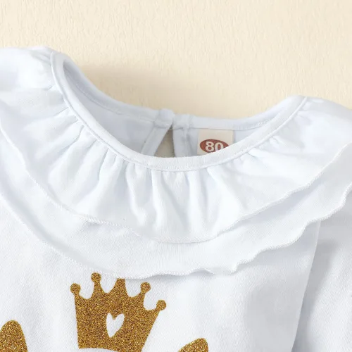 Miniatura 4 de SXSXSX Mameluco de 1er cumpleaños para niñas recién nacidas, traje con volantes
