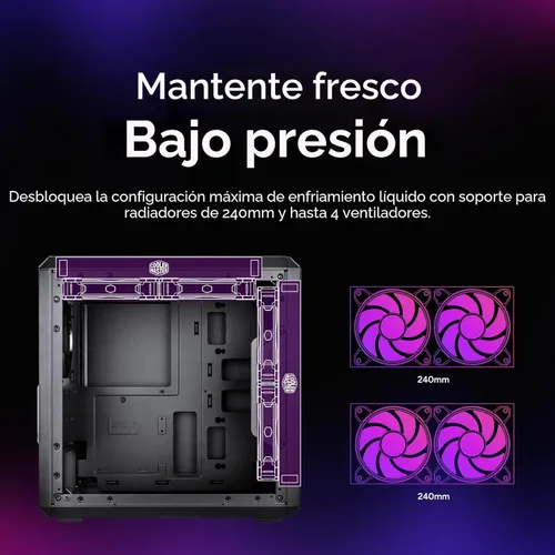 Miniatura 6 de Cooler Master MasterBox Q300L Torre Micro-ATX con filtro de polvo de diseño magnético, panel lateral acrílico transparente, E/S ajustable y flujo