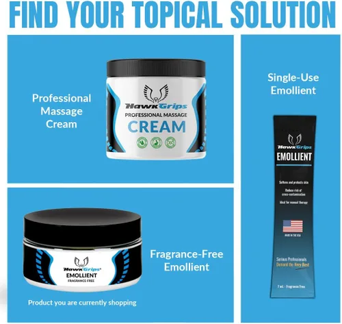 Miniatura 6 de HawkGrips Emoliente en crema de masaje, aplicación de tejidos profundos y blandos a base de aceite, terapia corporal y muscular, ingredientes