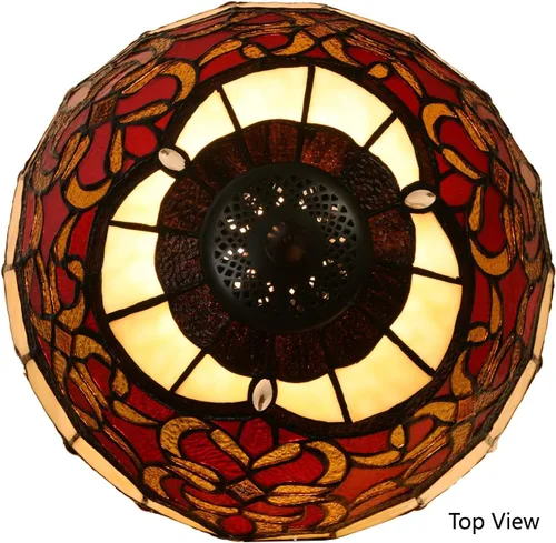 Miniatura 5 de Bieye L10869 Lámpara de mesa estilo Tiffany de vidrio de color Barroco para decoración del hogar (30 cm, Rojo)