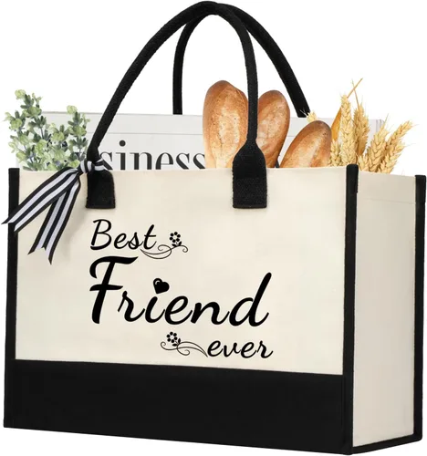 Miniatura 31 de shenee - Bolsa de lona con inicial, bolsa de yute personalizada para la playa, regalo de vacaciones para mujeres, cumpleaños de amigos, boda, año