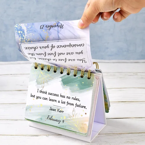 Miniatura 8 de Calendario motivacional - Calendario de pie con volteo inspirador, citas inspiradoras, 12.2 cm x 14 cm, Calendario perpetuo de escritorio