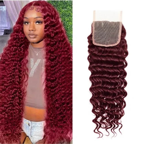 Miniatura 15 de Cabello humano virgen brasileño degradado 30 con cierre de encaje 4x4, 100% cabello virgen humano sin procesar, línea capilar prearrancada, cierre