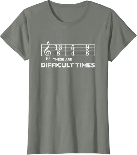 Miniatura 13 de Musician - Camiseta con texto en inglés "These are Difficult Times", talla S