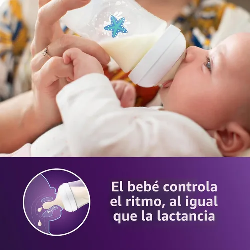 Miniatura 2 de Philips Avent Biberones naturales con pezones de respuesta natural (flujo medio, flujo 3), con diseño de caballito de mar y estrella de mar, 9