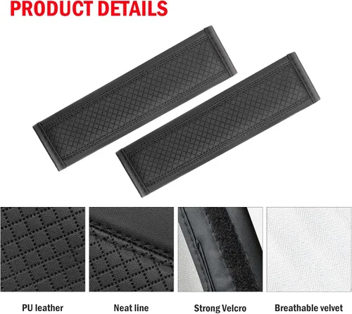 Miniatura 3 de Almohadillas para cinturón de seguridad, fundas de cuero para cinturón de seguridad, cojín de conducción más cómodo, ayuda a proteger tu cuello
