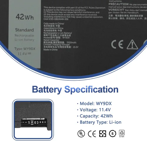 Miniatura 2 de ANTIEE WY9DX - Batería de repuesto para portátil Dell Latitude 5420 5520 Precision 15 3560 Series P137G P137G001 P104F P104F001 P104F002 RJ40G