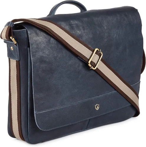 Miniatura 9 de Bolso de cuero real para computadora portátil, para hombres y mujeres, estilo vintage, estilo mensajero, bolso de hombro hasta 16 pulgadas