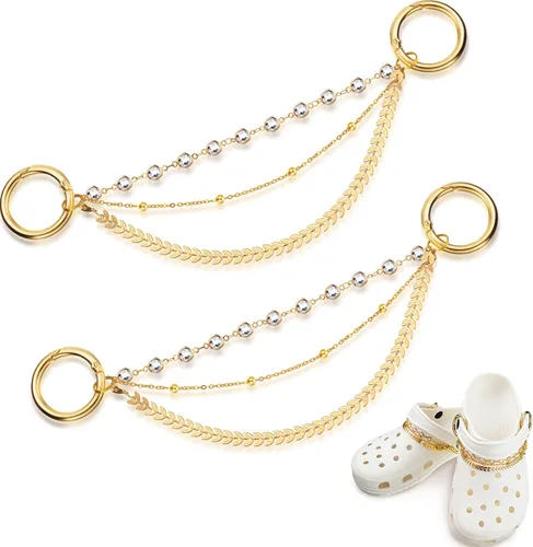 MTLEE 2 Piezas de Adornos de Cadena para Zapatos para Mujeres, Adornos de Cadena Brillantes para Niñas y Zuecos, Accesorios con Hebilla, Joyería