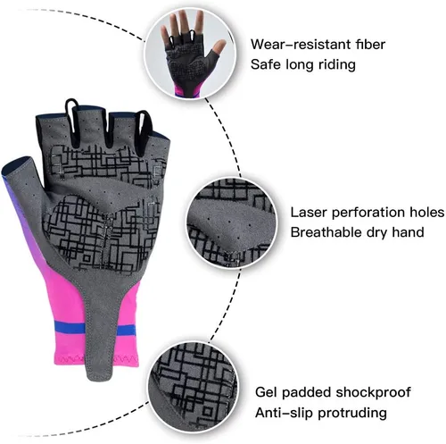 Miniatura 6 de Darevie Guantes de ciclismo, guantes de ciclismo de medio dedo, suaves y ligeros, guantes de ciclismo acolchados de gel que absorben los golpes