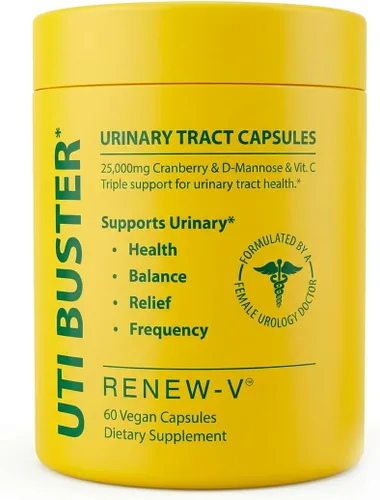 UTI Buster Cápsulas Urinarias 25,000 mg de arándano y D-manosa y VIT.C- 60 cápsulas