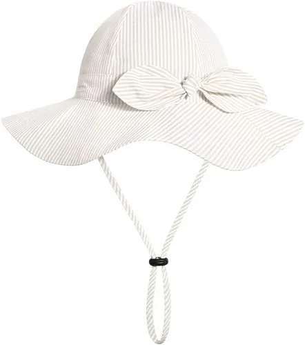 Miniatura 63 de Sombrero de sol para bebé niña con UPF 50+ sombrero de playa ajustable para exteriores con ala ancha