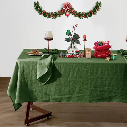 Miniatura 10 de Talasily Mantel de lino 100% lino puro, 60 x 84 pulgadas, manteles rectangulares lavables para cocina, comedor, fiestas de bufé, vacaciones, picnic