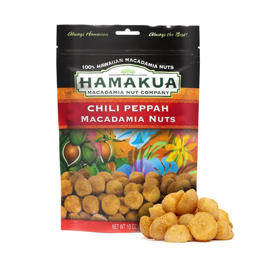 Hamakua - Nueces de macadamia - Chili picante - Cultivado en Hawai saborizado seco tostado medio y macadamia entera - Nueces de macadamia grandes