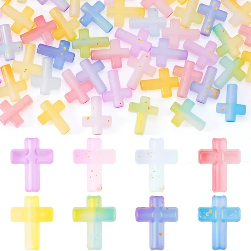 Miniatura 29 de 120 dijes de cruz para hacer joyas, cuentas de cruz religiosa para pulseras, cruces para hacer joyas, pulseras, collares, manualidades (6 colores)
