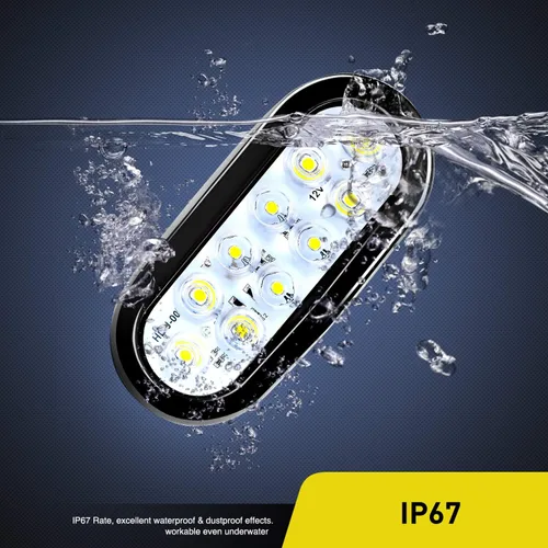 Miniatura 5 de Nilight - TL-09 - Luces traseras LED ovaladas de 6 pulgadas, color blanco, 2 unidades, 10 LED con ojales de montaje empotrado, enchufes IP67 Luces