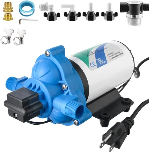 Miniatura 10 de Bomba de diafragma autocebante eléctrica de alta presión de 12V CC, equipada con interruptor de presión, 5.5GPM, 70Psi, para RV Marine Yacht Lawn