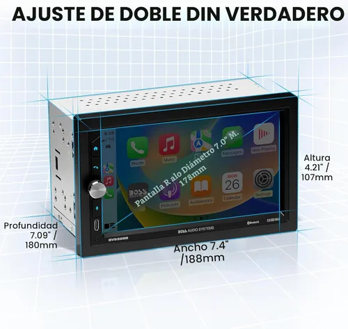 Miniatura 5 de BOSS Audio Systems BV9358B Estéreo para automóvil - CarPlay Android Auto inalámbrico, doble Din, pantalla táctil de 7 pulgadas, Bluetooth, sin