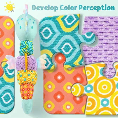 Miniatura 5 de LIGHTDESIRE Juguetes para bebés musicales de caballito de mar, juguetes de animales de peluche para bebés con crujido y sonajeros, juguetes