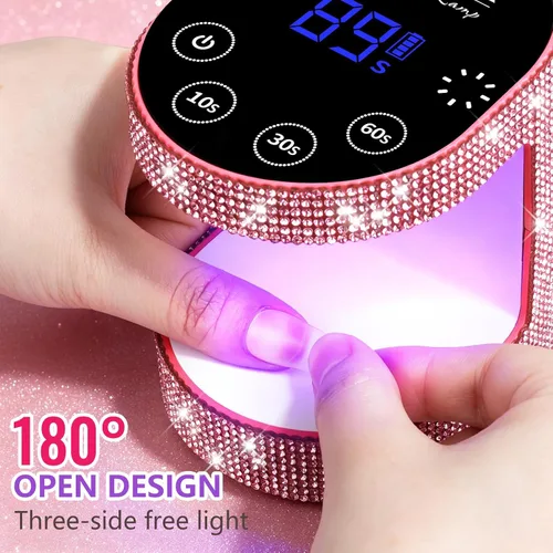 Miniatura 7 de MEKK Mini luz UV inalámbrica para uñas de gel – Mini lámpara de uñas LED UV recargable de 24 W con control táctil y sensor automático, pequeña