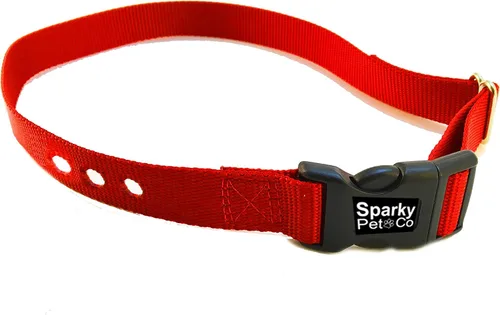Miniatura 7 de Sparky Pet Co Perro cerca E collar receptor resistente Nylon 1" 3 agujeros consecutivos correa para todos los sistemas de collar e marrón