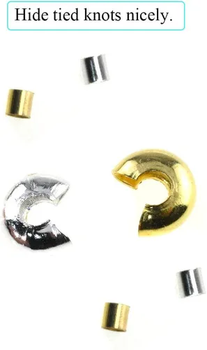 Miniatura 5 de Cuentas de crimpado de tubo pequeño de 0.079 pulgadas y cubiertas de nudo de cuentas de crimpado de 0.157 pulgadas, semicircular, fácil de colocar