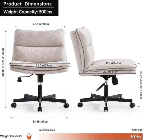 Miniatura 3 de EMIAH Silla de escritorio sin brazos con ruedas de pelo sintético, de respaldo medio, ergonómica, para el hogar, para computadora, cómoda