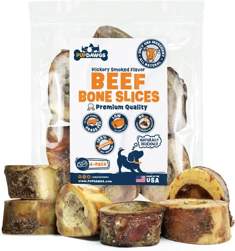 Huesos para masticadores agresivos | Rebanadas de hueso de res con sabor ahumado de nogal | para perros pequeños | Golosinas totalmente naturales