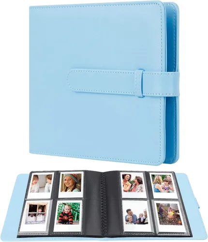 Álbum de fotos de 256 bolsillos para cámara Polaroid Go Everything Box y película instantánea, álbum de fotos Polaroid Go (azul)