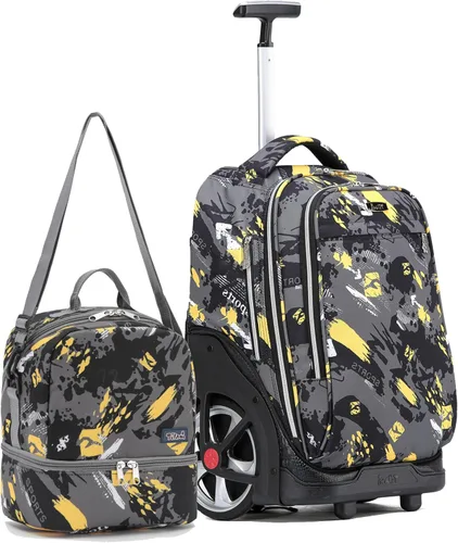 Miniatura 37 de NEW TILAMI Mochila con ruedas de 19 pulgadas con bolsa de almuerzo para niñas y niños, mochila para laptop con ruedas, bolsa de mano duradera