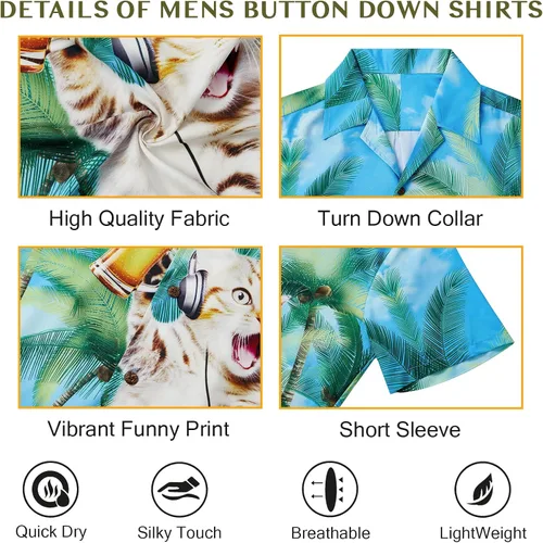 Miniatura 136 de Camisa hawaiana para hombre, con estampado floral, cómoda, con botones, casual, manga corta, ropa de playa para hombre