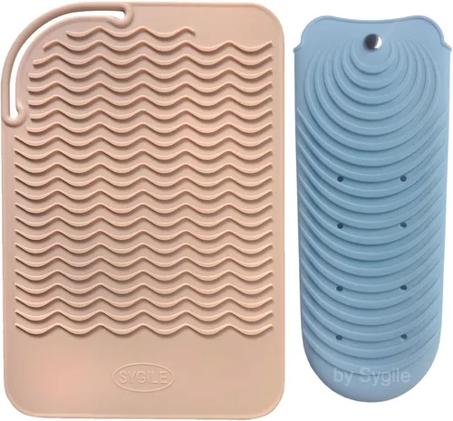 Miniatura 12 de Alfombrilla de viaje de silicona resistente al calor de 11 x 7.5 pulgadas para herramientas de peinado del cabello, alisadores de cabello, Rosa rubor