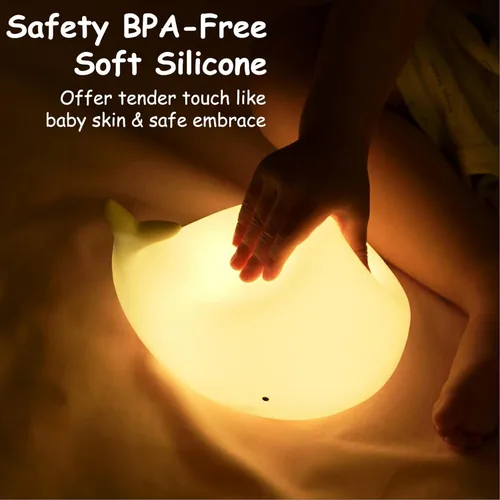 Miniatura 5 de TriPro Luz nocturna para decoración de guardería bajo el mar, lámpara de ballena de silicona suave para habitación de bebés y niños pequeños, luz
