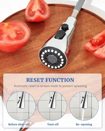 Miniatura 5 de Repuesto de cabezal de grifo de cocina con 15 adaptadores, 3 funciones, cabezal rociador extraíble para grifo de cocina, boquilla de cabezal Cromo