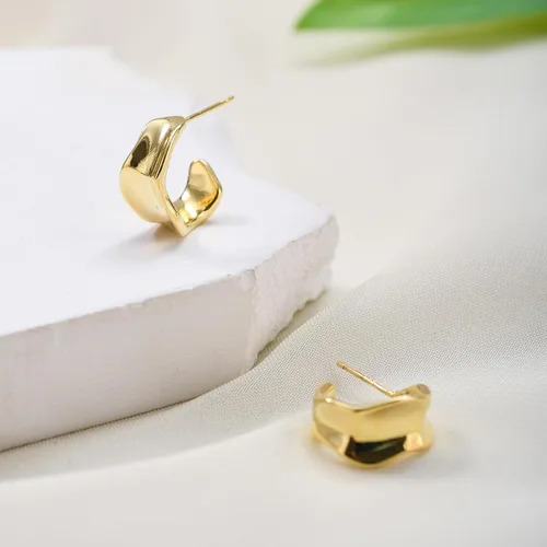 Miniatura 19 de Aretes de aro gruesos de oro para mujer, chapados en oro de 14 quilates y plata, aretes geométricos, aretes colgantes de nudo de moda