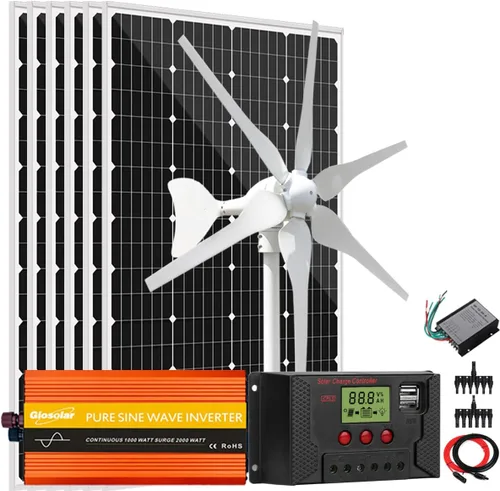 Miniatura 12 de Kit solar de viento de 640 W, kit de carga de batería de 12 V: generador de turbina eólica de 400 W + 2 paneles solares de 120 W + controlador +