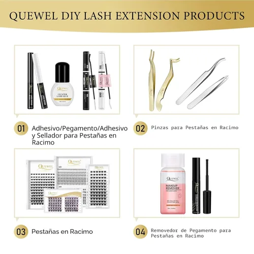 Miniatura 8 de QUEWEL Pegamento de pestañas en racimo 6ml, pegamento para pestañas en racimo negro, pegamento de pestañas de larga duración para extensiones