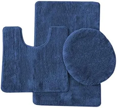 Miniatura 8 de Juego de 3 alfombras de baño sólidas que incluye alfombra de baño, tapete de contorno y cubierta para tapa de inodoro (negro)
