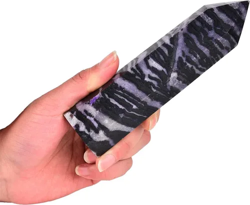 Miniatura 16 de AMOYSTONE Varita de obelisco hexagonal septario natural, torre de cristal curativo, 6 caras, pulida de 1.7 a 2 libras para reiki, chakra, regalos