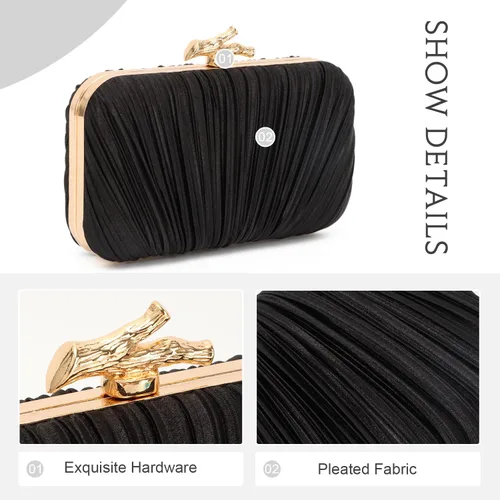 Miniatura 5 de Freie Liebe Bolso de mano para mujer, bolso de noche plisado con cadena para fiesta de boda with Chain