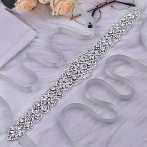 Miniatura 26 de azaleas Cinturón de boda fino de cristal para mujer, cinturón de novia para boda, dama de honor, accesorios de vestido de niña de las flores, 16
