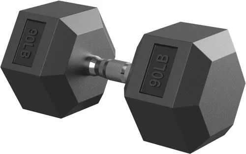 Miniatura 17 de HANDBODE Juego de mancuernas hexagonales de 40 a 570 libras, mancuernas de ejercicio y fitness con revestimiento de goma, peso de mano